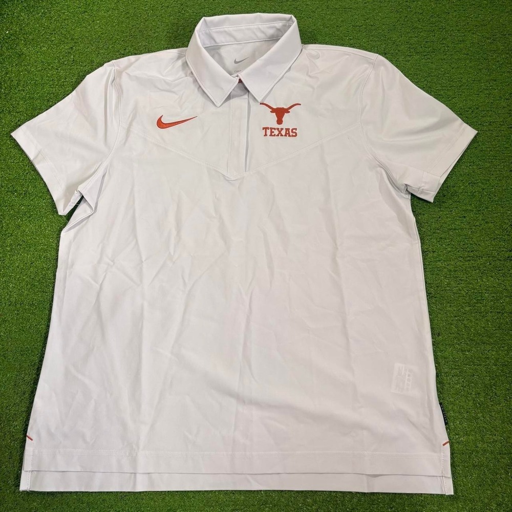 Nike Texas Longhorns White Performance Womens Polo Shirt Swoosh Sz LG